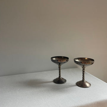 Spanish silver grape vine stemmed coup glasse