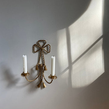 Gold bow wall candle sconce