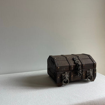 Wooden box with lion knockers