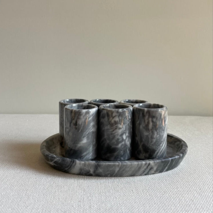 Shot glass set - grety marble