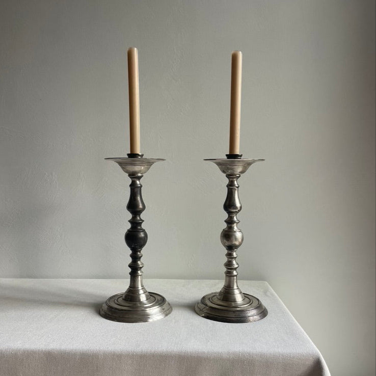 Vintage pewter candelabra set