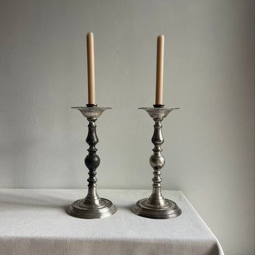 Vintage pewter candelabra set