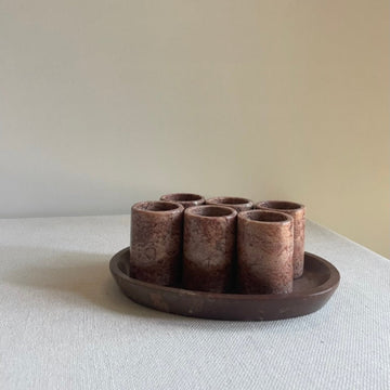 Shot glass set - red marble