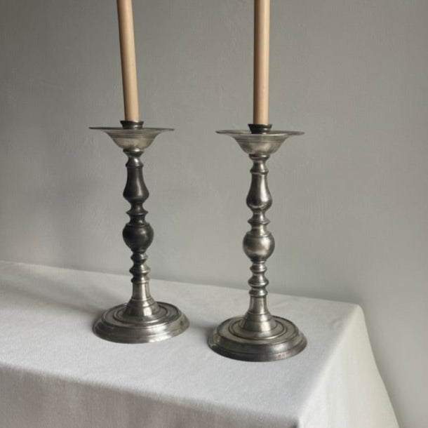 Vintage pewter candelabra set