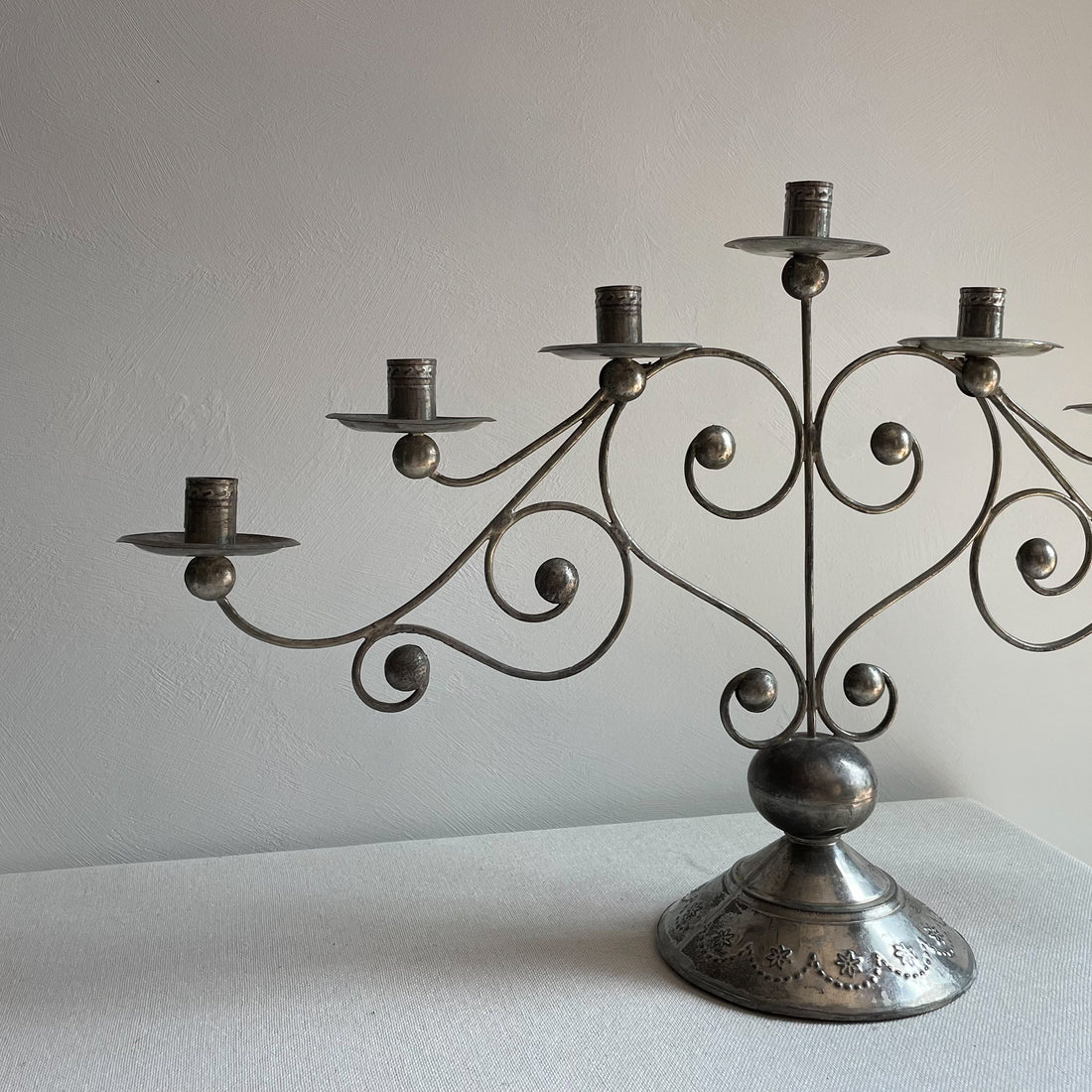 Vintage mexican tin candelabra