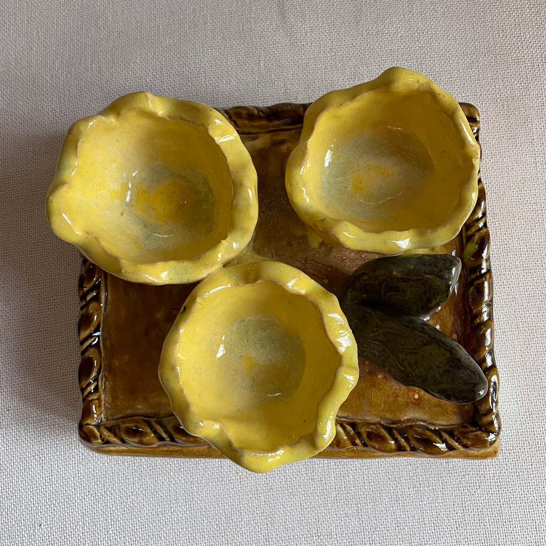 Hand-built lemon serving dish