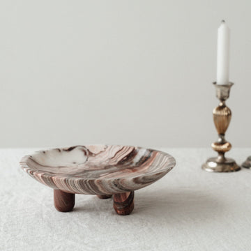 Footed dish - red onyx