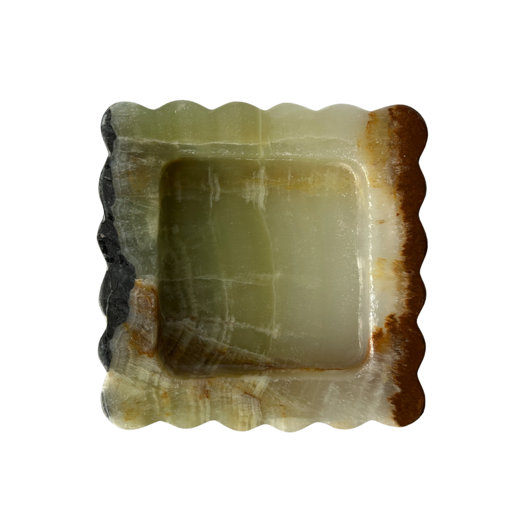 Onyx scalloped stone catchall tray