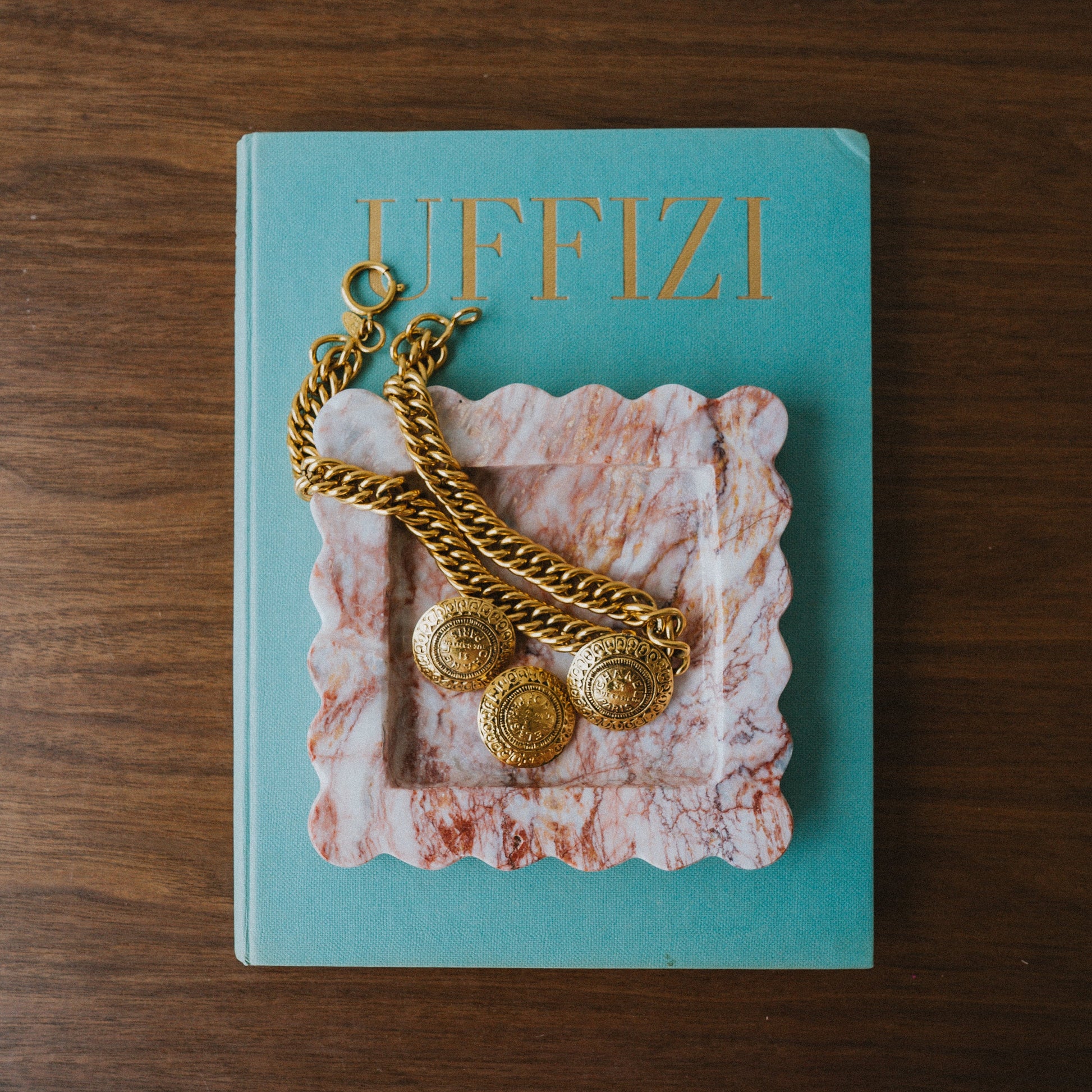artisan-crafted marble valet tray with jewelry