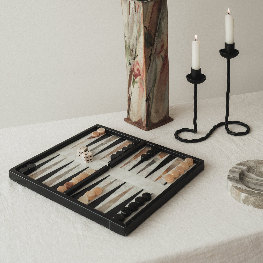 decorative stone coffee table game set for home styling