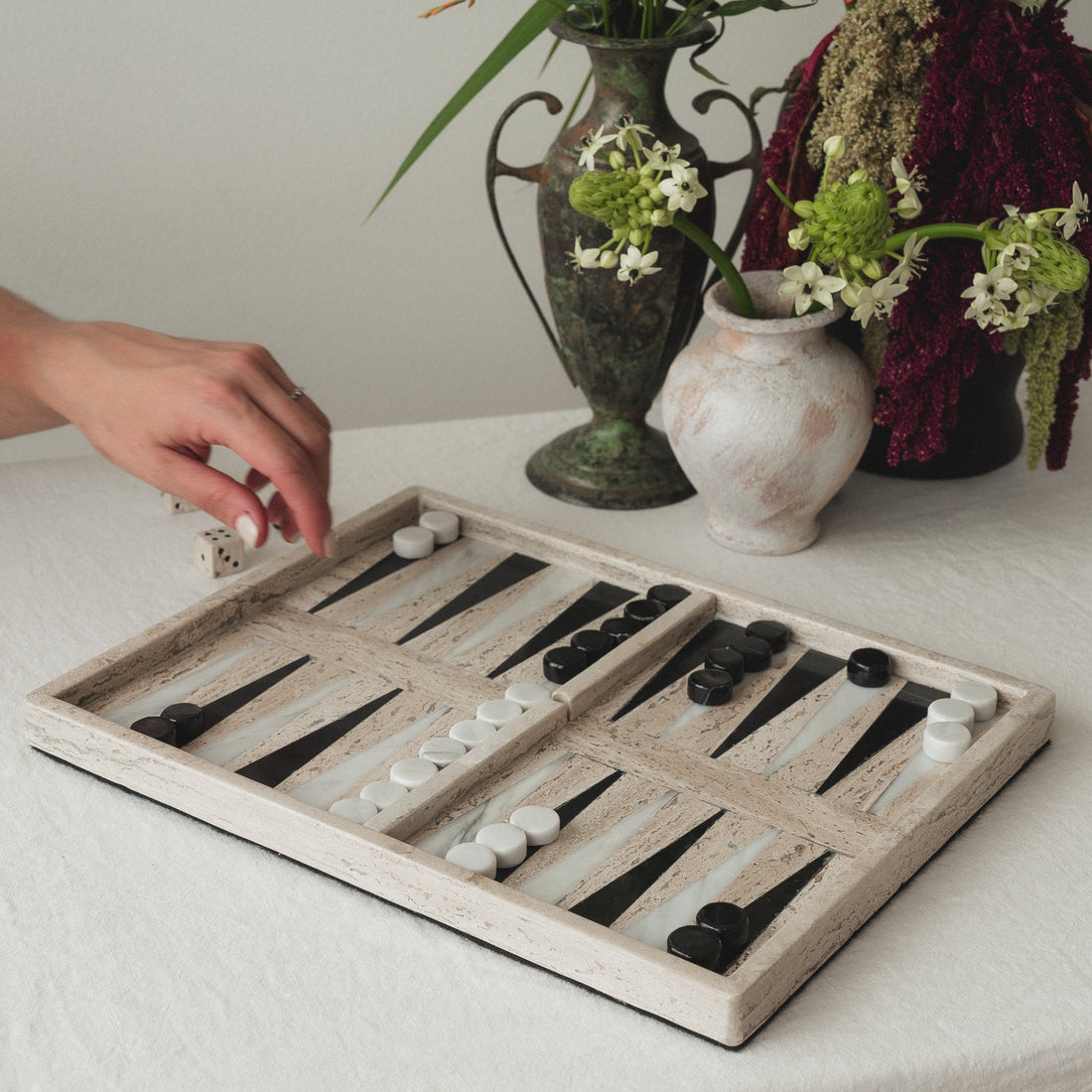 decorative stone coffee table game set for home styling