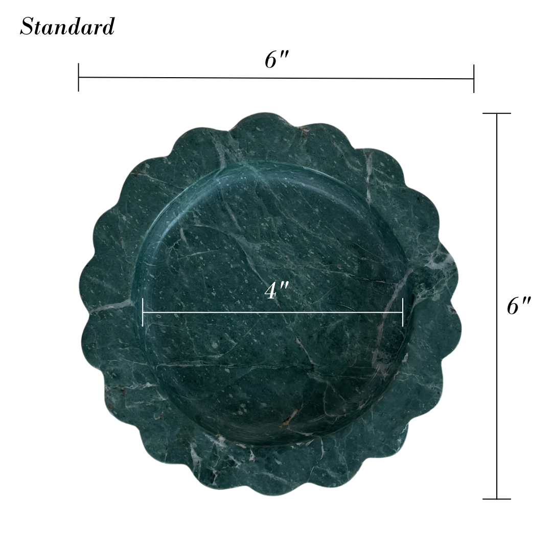 dimensions of sculptural stone catchall tray with organic edges 