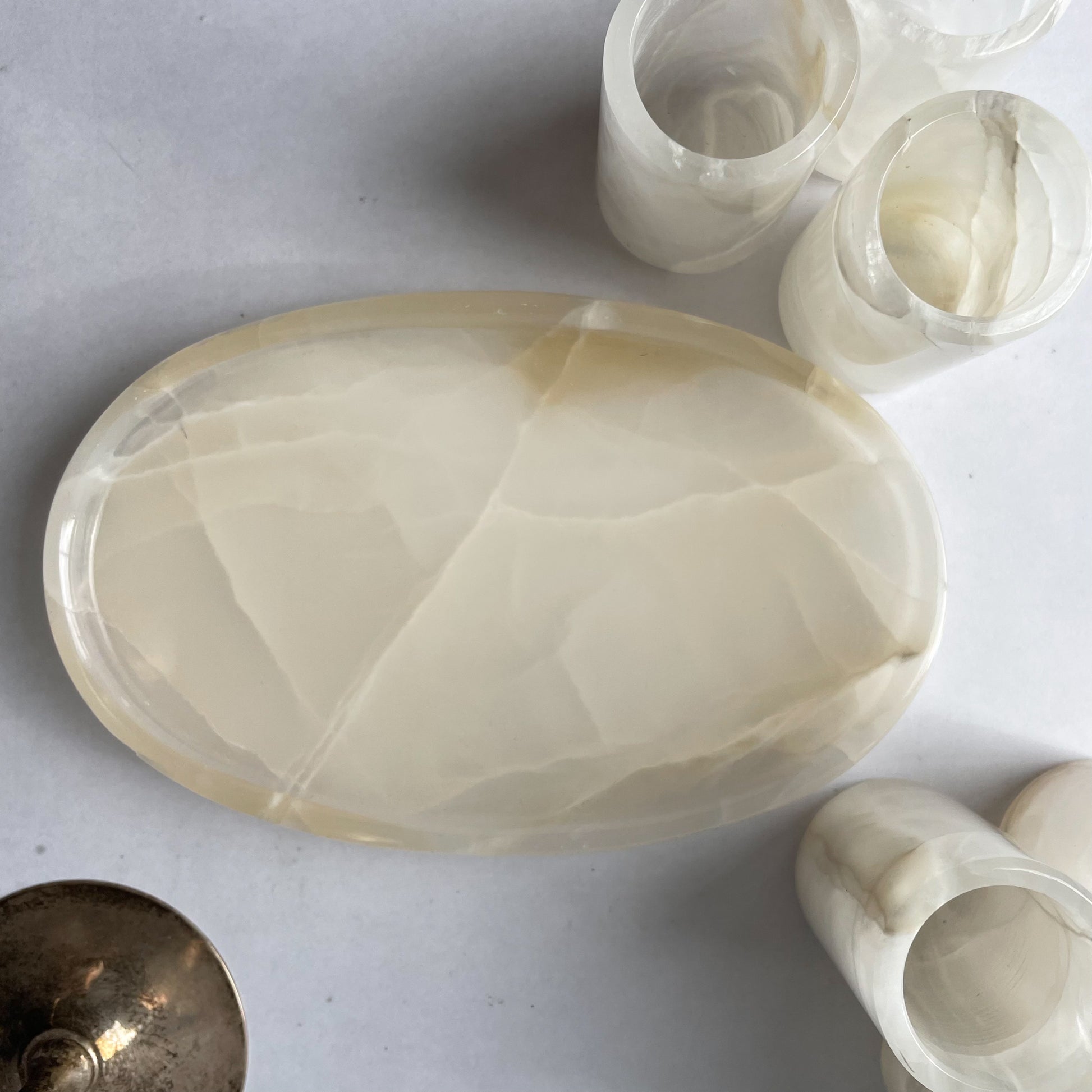 polished onyx stone tray
