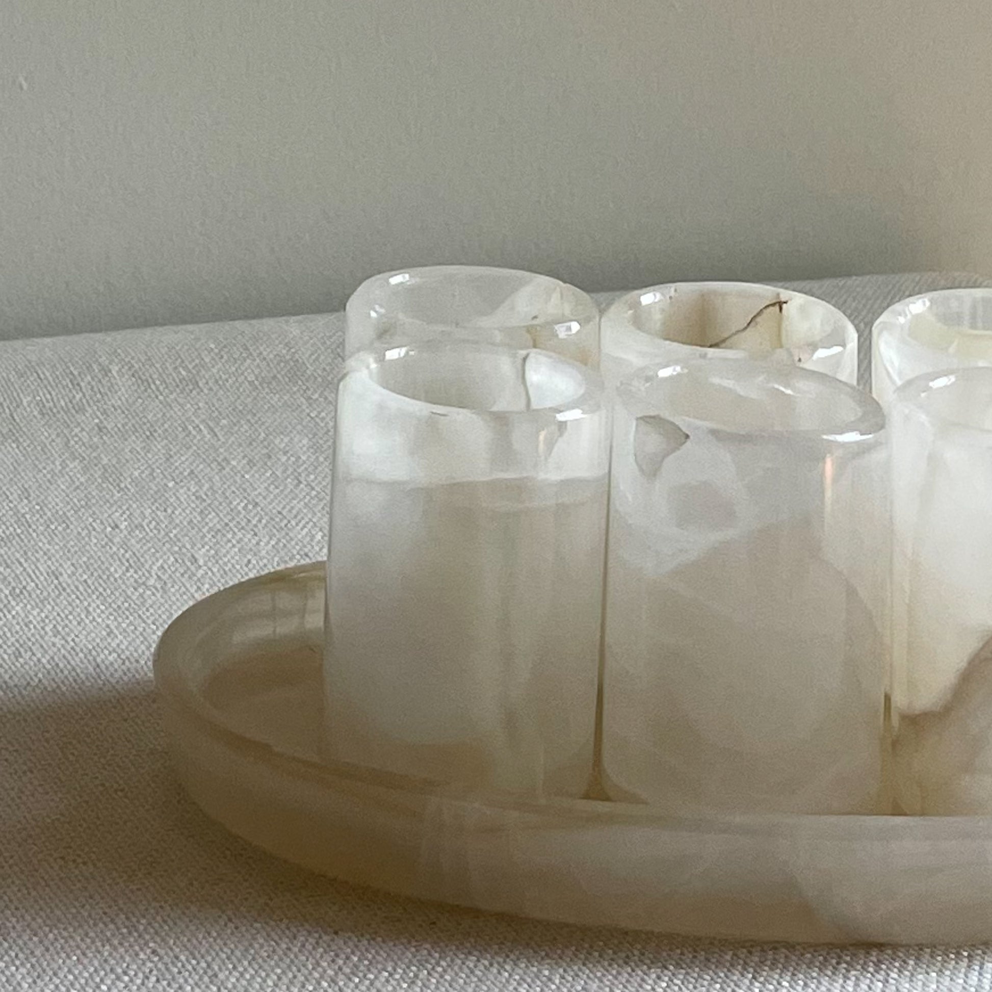 onyx shot glasses on tray