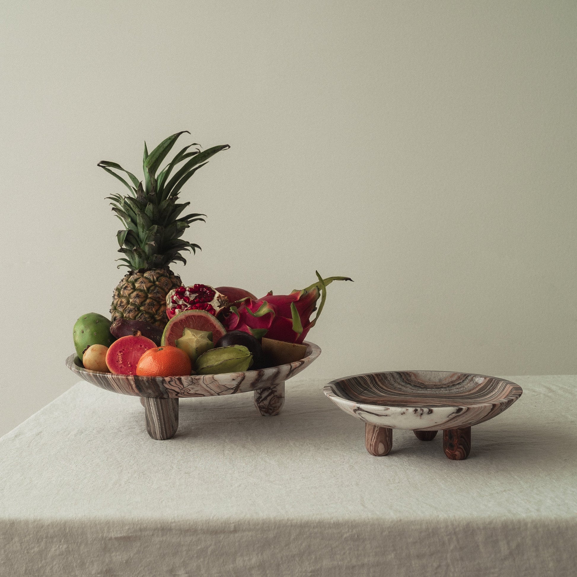 natural red onyx serving platter holding fruit