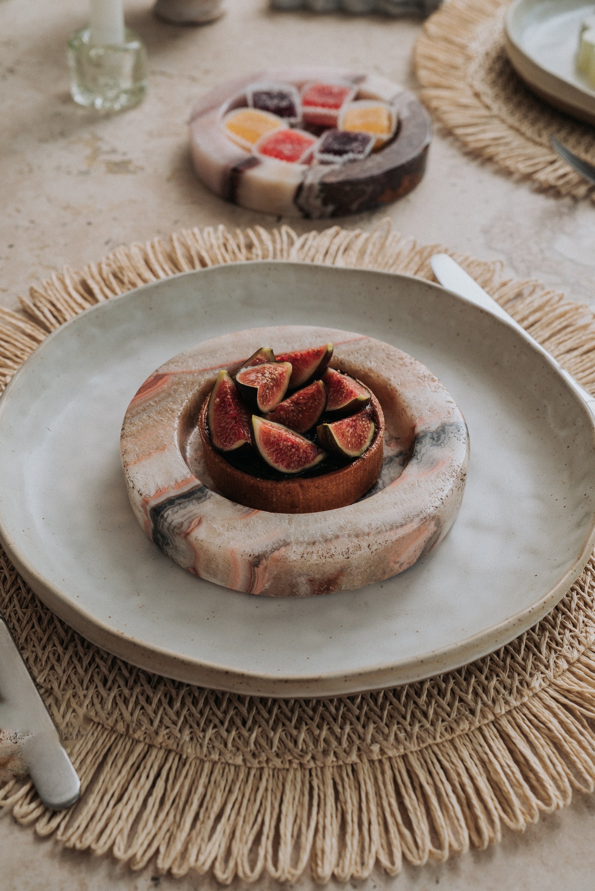 onyx tray used as dinner party plate